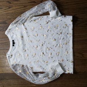 Gold Stars Sheer Sleeves Sweater
